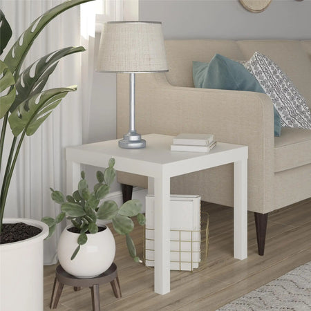 Parsons End Table, White\Black Oak\Canyon Walnut mesa table side living room furniture