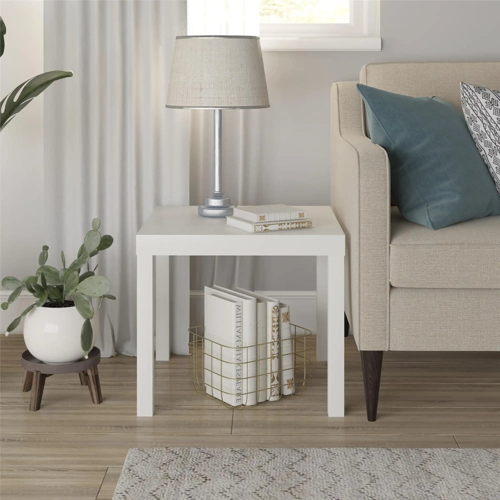 Parsons End Table, White\Black Oak\Canyon Walnut mesa  table side  living room furniture